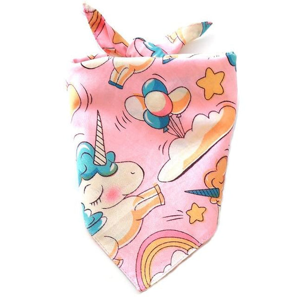 Unicorn Printed Cotton Dog Bandana for Small Medium Dogs Cats Scarf Pet Accessories
