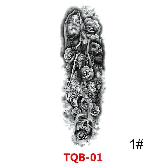 Waterproof Temporary Tattoo Sticker Full Arm Large Skull Old School Tatoo Stickers Flash Fake Tattoos for Men Women #288345