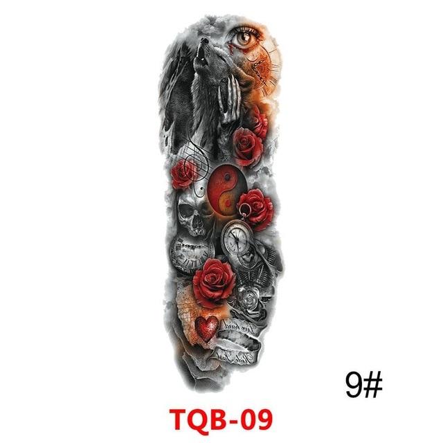 Waterproof Temporary Tattoo Sticker Full Arm Large Skull Old School Tatoo Stickers Flash Fake Tattoos for Men Women #288345