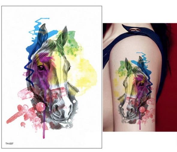 New Cartoon Blue Unicorn Fairy Tales Temporary Tattoo For Children Kids Waterproof Flash Tattoo Sticker Girl Baby Body Art Horse