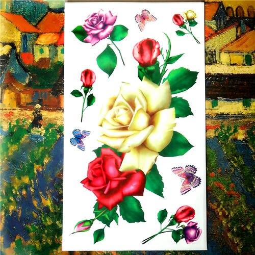 Nu-TATY Rose Chain Temporary Tattoo Body Art Arm Flash Tattoo Stickers 17*10cm Waterproof Fake Henna Painless Tattoo Sticker