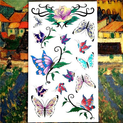 Nu-TATY Rose Chain Temporary Tattoo Body Art Arm Flash Tattoo Stickers 17*10cm Waterproof Fake Henna Painless Tattoo Sticker