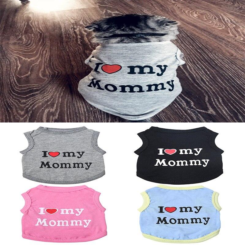 Love Cat Clothes Cotton Pet T Shirts Clothing For Cats Vest Summer Cat Clothes Mommy Daddy Vest Gatos Pet Clothing 40S1