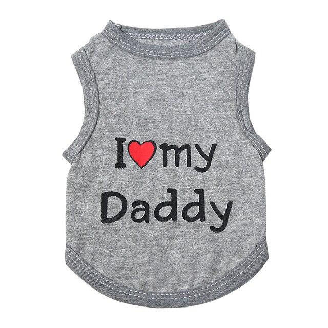 Love Cat Clothes Cotton Pet T Shirts Clothing For Cats Vest Summer Cat Clothes Mommy Daddy Vest Gatos Pet Clothing 40S1