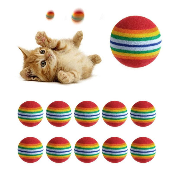 10Pcs Colorful Pet Rainbow Foam Fetch Balls Training Interactive Dog Funny Toy pet products