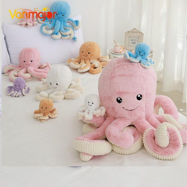 Vanmajor 18/40/60/80cm  Rabbit hair big octopus doll octopus Plush Toys  baby soft tentacles