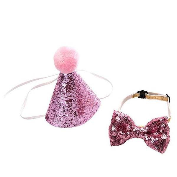 HOT Pet Dog Cat Birthday Party Hat Bowknot Cosplay Cute Bow Tie Headwear Sequin Design Cap Pets Accessories Christmas Santa Hats