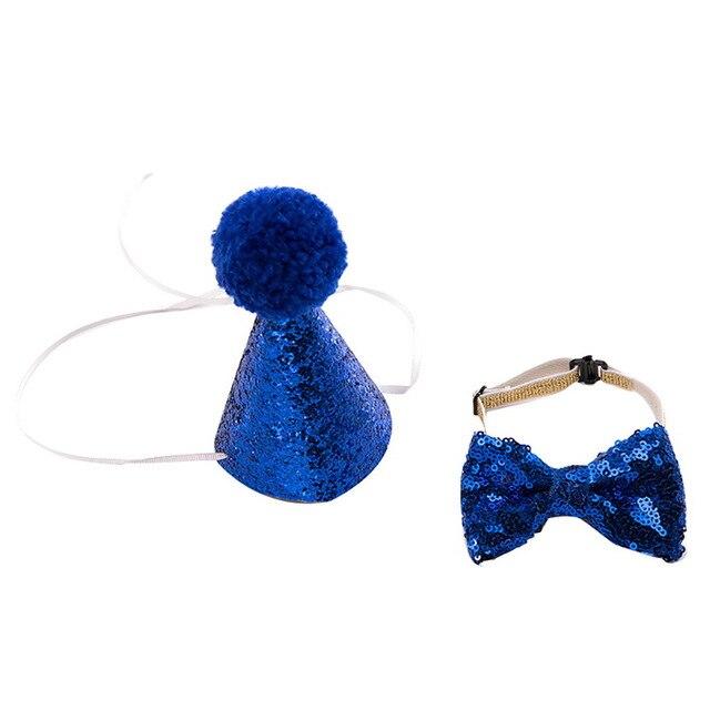 HOT Pet Dog Cat Birthday Party Hat Bowknot Cosplay Cute Bow Tie Headwear Sequin Design Cap Pets Accessories Christmas Santa Hats
