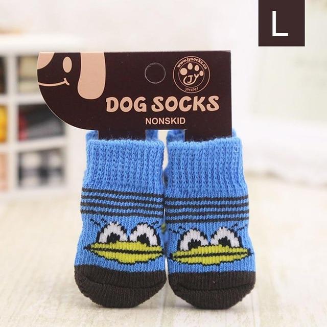 4PCS Warm Puppy Dog Shoes Soft Acrylic Pet Knits Socks Cute Cartoon Anti Slip Anti Skid Socks For Small Dogs Pet Products S/M/L