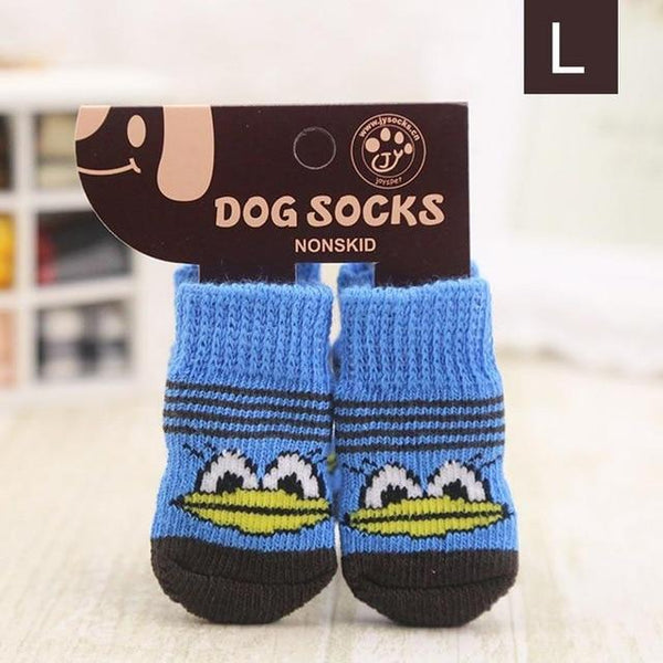 4PCS Warm Puppy Dog Shoes Soft Acrylic Pet Knits Socks Cute Cartoon Anti Slip Anti Skid Socks For Small Dogs Pet Products S/M/L