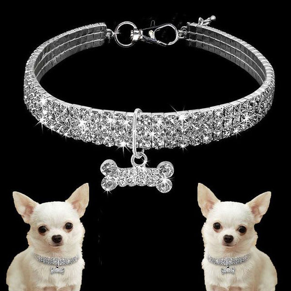 Dog Jewelry Rhinestone Necklace Pet Supplies Dog&Cat Accessories Collar Necklace Puppy Small Dogs Cat Bling Bone Pendants