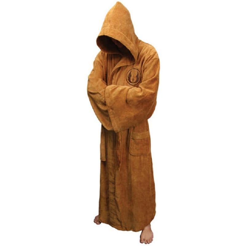 Flannel Robe Male With Hooded Thick Star Wars Dressing Gown Jedi Empire Men's Bathrobe Winter Long Robe Mens Bath Robe