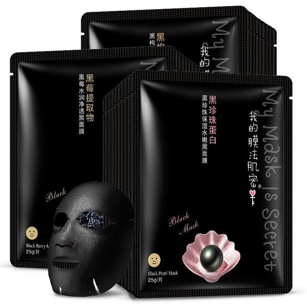 BIOAQUA Face Mask Muscles Blackberry Pearl Moisturizing Whitening Black Mask Facial Sheet Mask Korean Skin Face Care Tony Moly