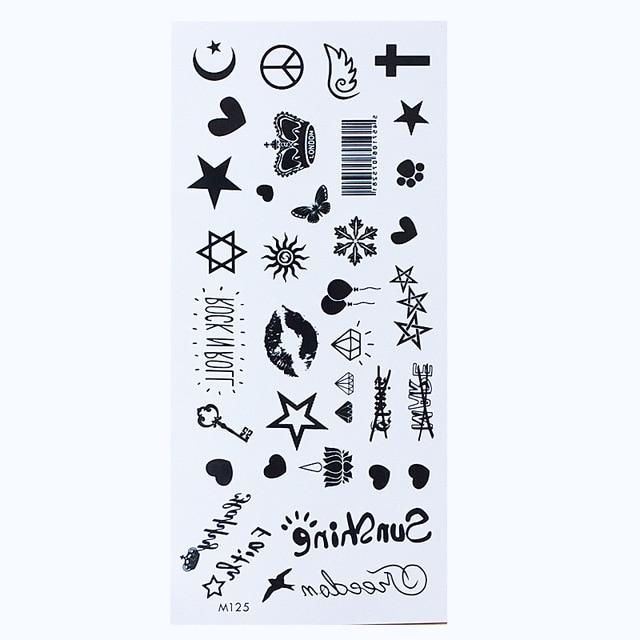 1 Sheet Temporary English Word Tattoo Stickers Black Letters Feather Body Art Tattoos Sticker Waterproof For Temporary Tattoos