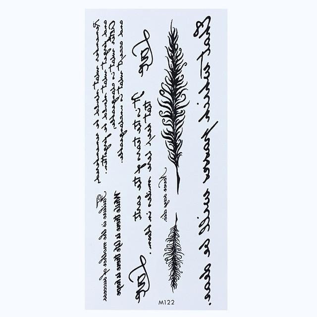1 Sheet Temporary English Word Tattoo Stickers Black Letters Feather Body Art Tattoos Sticker Waterproof For Temporary Tattoos