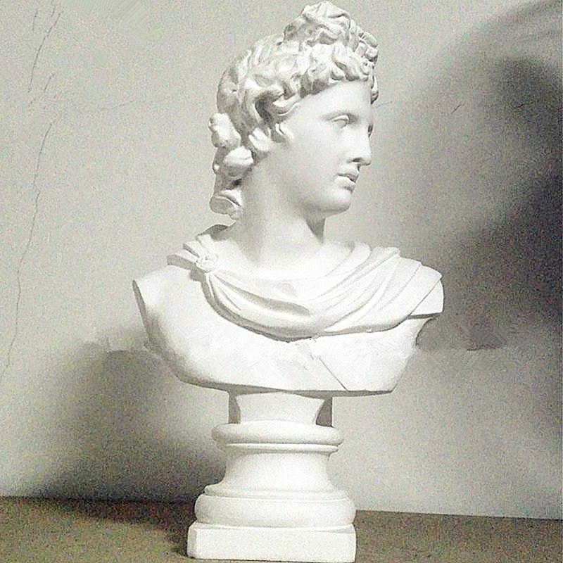 Gypsum Apollo Greek Mythology Adelos Half-Length Photo Or Portrait Statue Resin Artwork Desktop Decoration Office L1596
