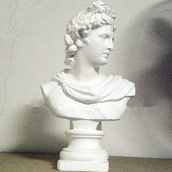 Gypsum Apollo Greek Mythology Adelos Half-Length Photo Or Portrait Statue Resin Artwork Desktop Decoration Office L1596