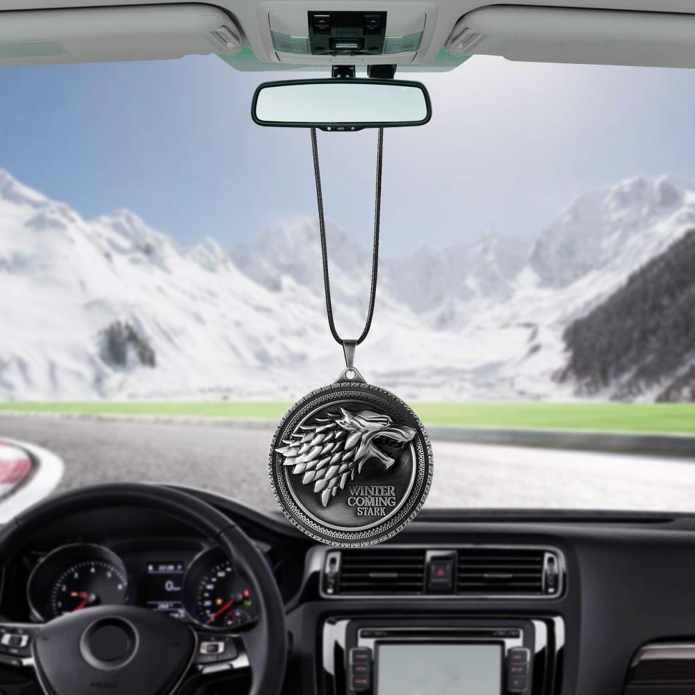 For Game of Thrones House Stark Winter Is Coming Car Rear View Mirror Car Pendant Car Styling Accessories Automobiles Decoration
