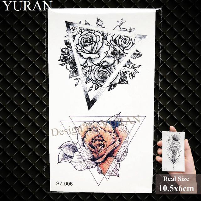 YURAN Women Sexy Arm Fake Black Tattoo Henna Mandala Flower Temporary Tattoo Girls Beauty Flora Waterproof Tatoos Indian Mehndi
