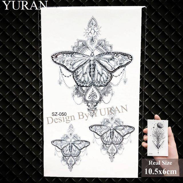 YURAN Women Sexy Arm Fake Black Tattoo Henna Mandala Flower Temporary Tattoo Girls Beauty Flora Waterproof Tatoos Indian Mehndi