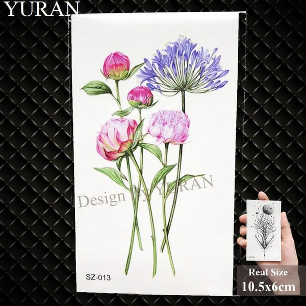 YURAN Women Sexy Arm Fake Black Tattoo Henna Mandala Flower Temporary Tattoo Girls Beauty Flora Waterproof Tatoos Indian Mehndi