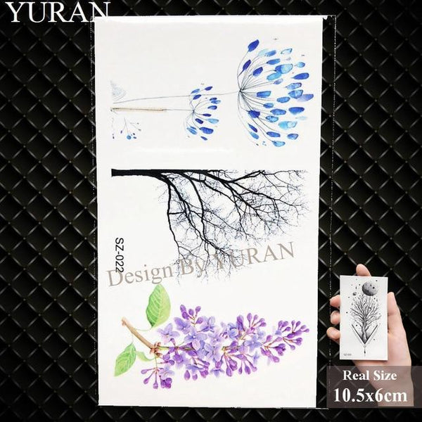 YURAN Women Sexy Arm Fake Black Tattoo Henna Mandala Flower Temporary Tattoo Girls Beauty Flora Waterproof Tatoos Indian Mehndi