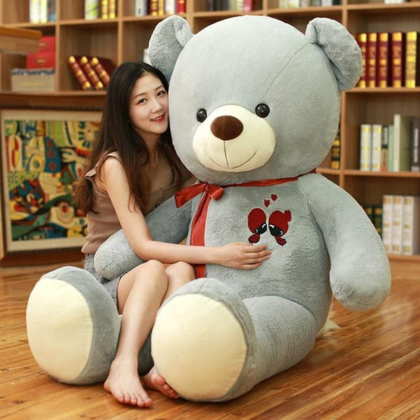 1PC 60-100cm Large Teddy Bear Plush Toy Lovely Huge Stuffed Soft Bear Wear Bowknot Bear Kids Toy Birthday Gift For Girlfriend