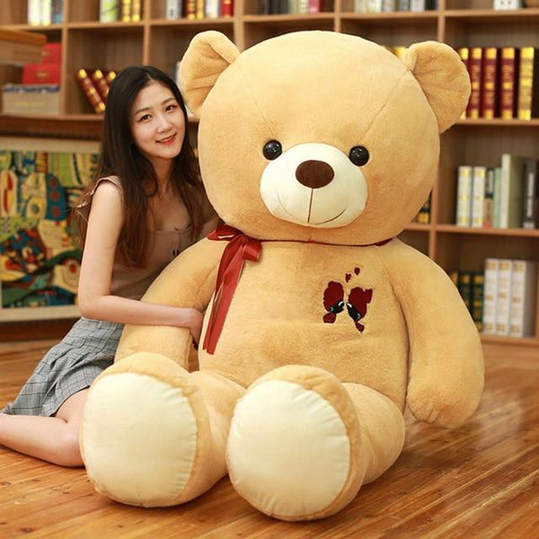 1PC 60-100cm Large Teddy Bear Plush Toy Lovely Huge Stuffed Soft Bear Wear Bowknot Bear Kids Toy Birthday Gift For Girlfriend