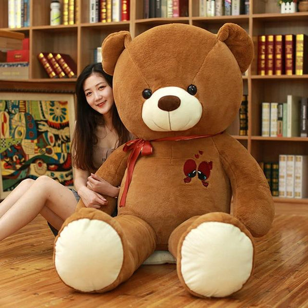 1PC 60-100cm Large Teddy Bear Plush Toy Lovely Huge Stuffed Soft Bear Wear Bowknot Bear Kids Toy Birthday Gift For Girlfriend