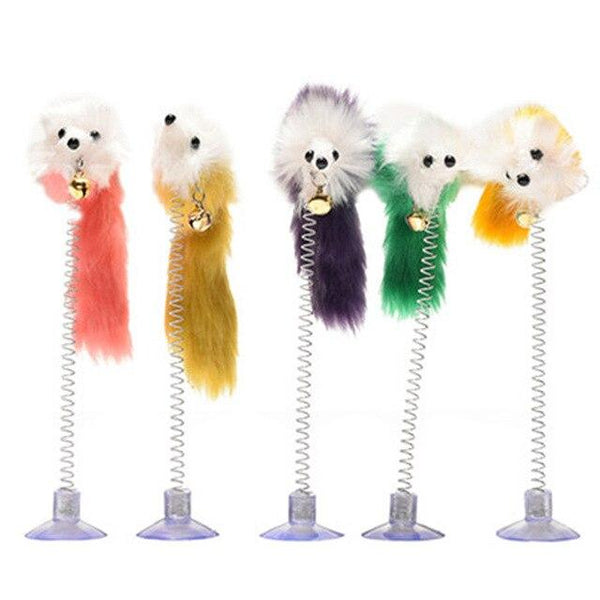 Sale 1 pc Funny Cat Toys Elastic Feather False Mouse Bottom Sucker Toys for Cat Kitten Playing Pet Scratch Toy Pet Products