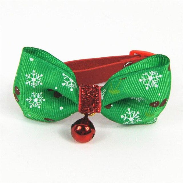 HOTFUN Christmas Pet Bowknot Dog Bow Ties Collar with Bells Cat Neck Tie Pet Supplies Dog Accessories with Bell