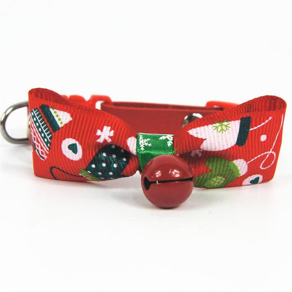 HOTFUN Christmas Pet Bowknot Dog Bow Ties Collar with Bells Cat Neck Tie Pet Supplies Dog Accessories with Bell