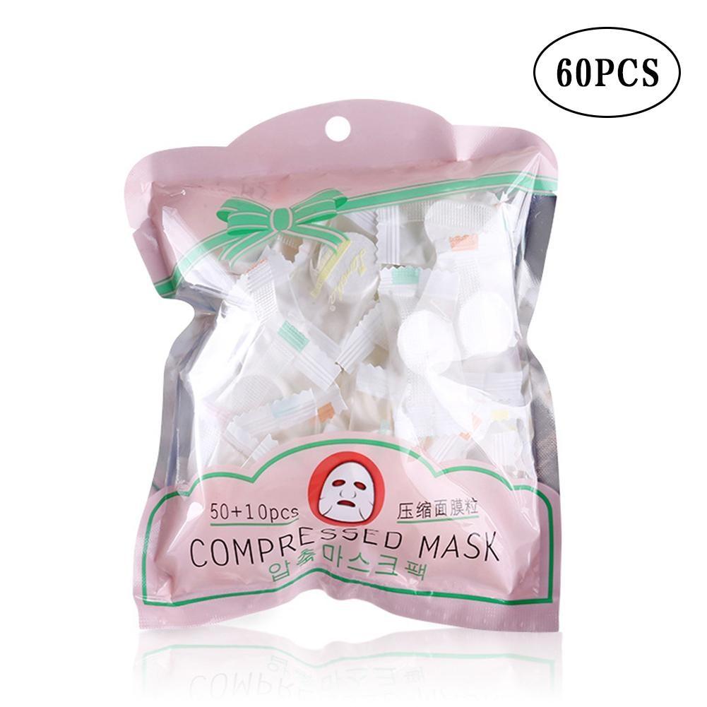 60pcs/pack Compressed Face Mask Disposable Cotton Facial Masks Paper Natural Skin Care Wrapped Mask DIY Women Makeup Beauty Tool
