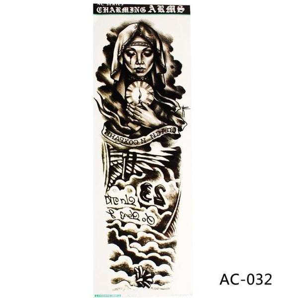 1Pc Sexy Waterproof Temporary Tattoo Sticker Full Arm Sleeve Large Skull Tatoo Stickers Fake Fattoos for Men Women #272596