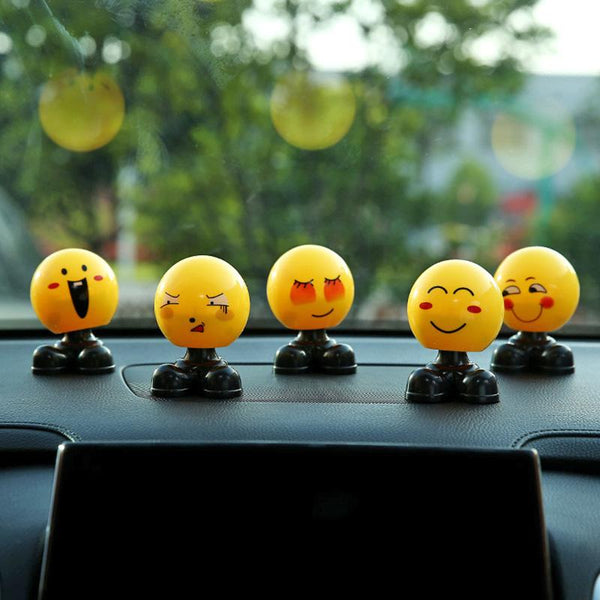 Shaking Head Toys Car Ornaments Bobblehead Nod Dolls Cute Cartoon Funny Emoji Wobble Head Robot Lovely Car Dashboard Decor Auto