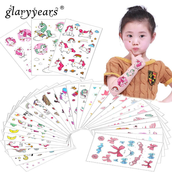 Glaryyears 3 Pieces/Set Temporary Tattoo Sticker Carton Fake Tatoo  Flash Tatto Waterproof Small Body Art Children 11 Designs