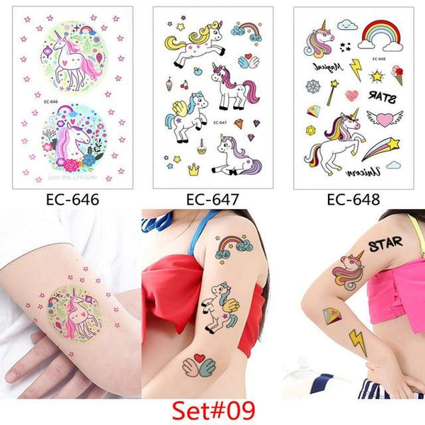 Glaryyears 3 Pieces/Set Temporary Tattoo Sticker Carton Fake Tatoo  Flash Tatto Waterproof Small Body Art Children 11 Designs