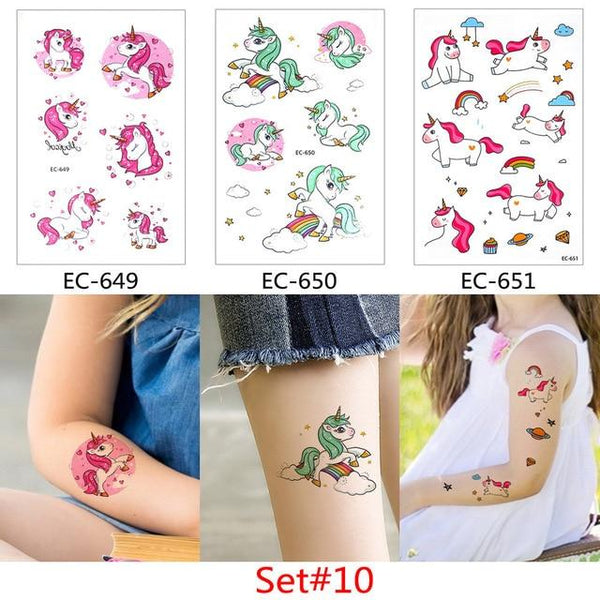 Glaryyears 3 Pieces/Set Temporary Tattoo Sticker Carton Fake Tatoo  Flash Tatto Waterproof Small Body Art Children 11 Designs