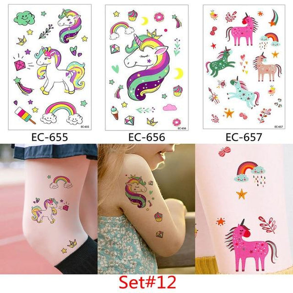 Glaryyears 3 Pieces/Set Temporary Tattoo Sticker Carton Fake Tatoo  Flash Tatto Waterproof Small Body Art Children 11 Designs
