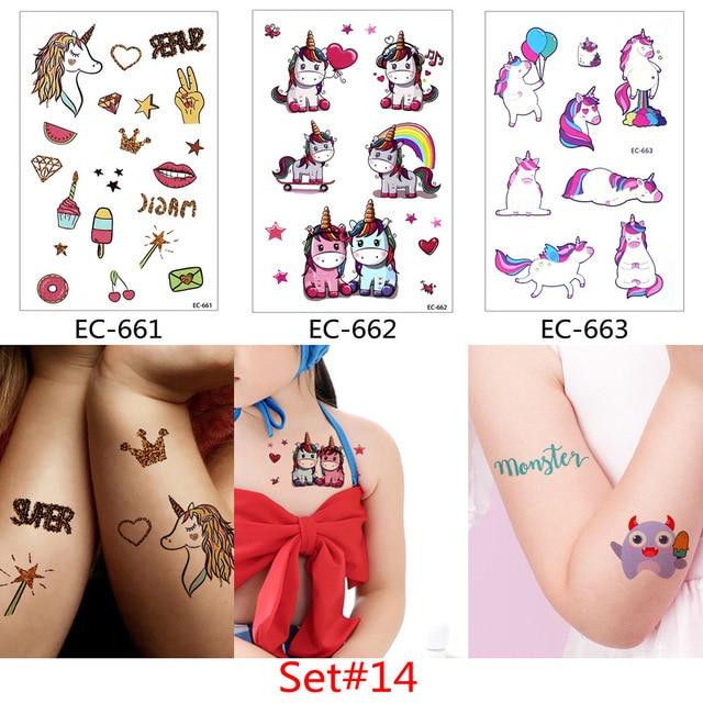 Glaryyears 3 Pieces/Set Temporary Tattoo Sticker Carton Fake Tatoo  Flash Tatto Waterproof Small Body Art Children 11 Designs