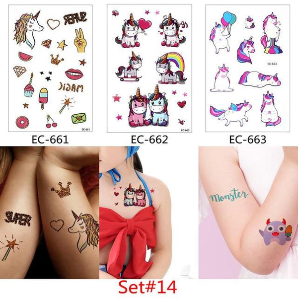 Glaryyears 3 Pieces/Set Temporary Tattoo Sticker Carton Fake Tatoo  Flash Tatto Waterproof Small Body Art Children 11 Designs