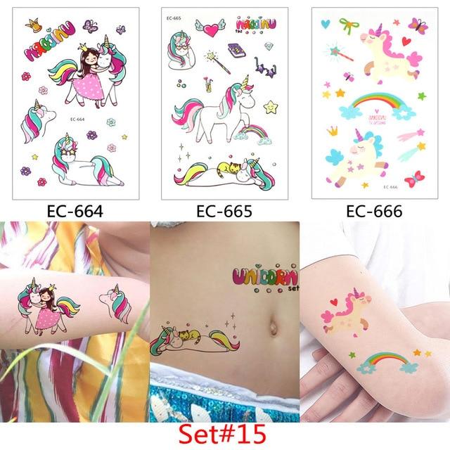 Glaryyears 3 Pieces/Set Temporary Tattoo Sticker Carton Fake Tatoo  Flash Tatto Waterproof Small Body Art Children 11 Designs