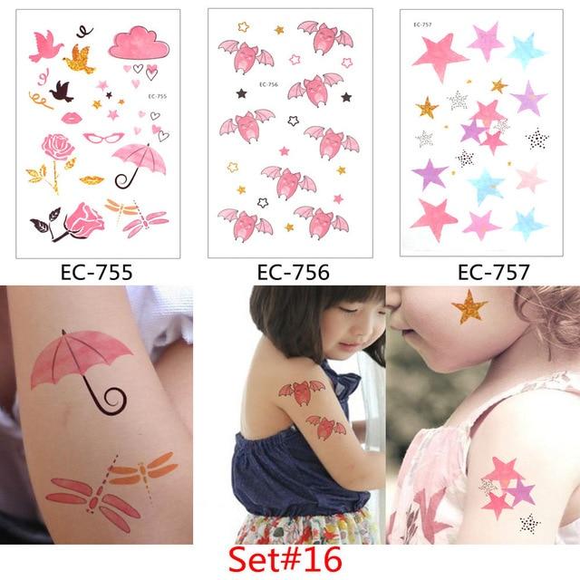 Glaryyears 3 Pieces/Set Temporary Tattoo Sticker Carton Fake Tatoo  Flash Tatto Waterproof Small Body Art Children 11 Designs