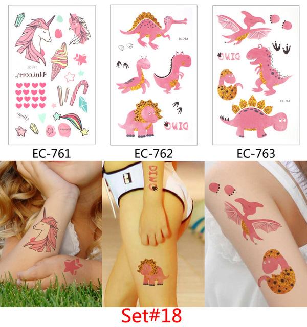 Glaryyears 3 Pieces/Set Temporary Tattoo Sticker Carton Fake Tatoo  Flash Tatto Waterproof Small Body Art Children 11 Designs