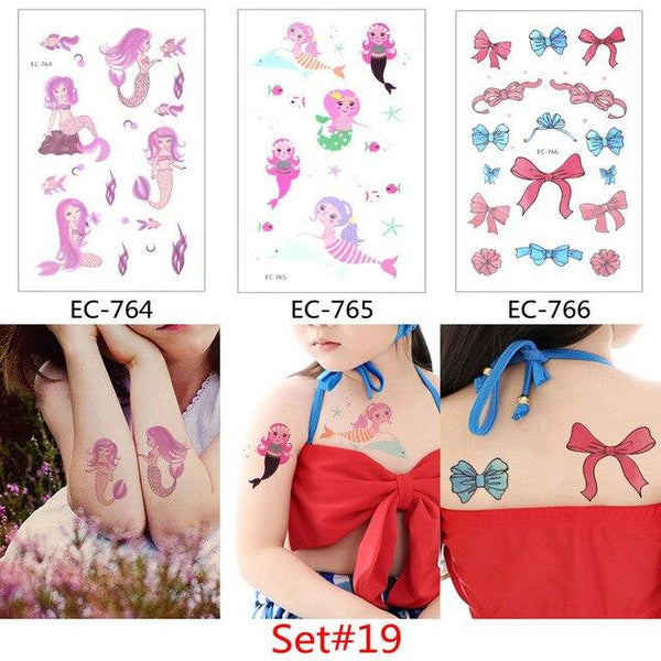 Glaryyears 3 Pieces/Set Temporary Tattoo Sticker Carton Fake Tatoo  Flash Tatto Waterproof Small Body Art Children 11 Designs