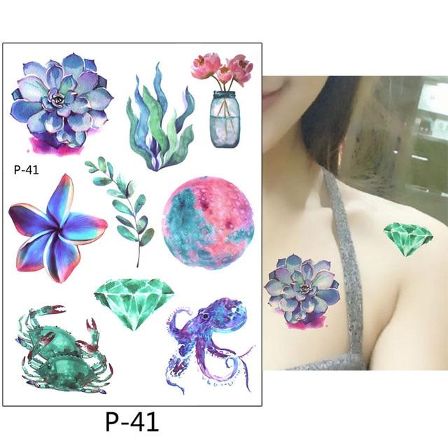New Arrival 1 Sheet Temporary Tattoo Sticker KM-056 Flower Arm Body Art Waterproof Tattoo Beauty Fox Women Coquette Decal Design