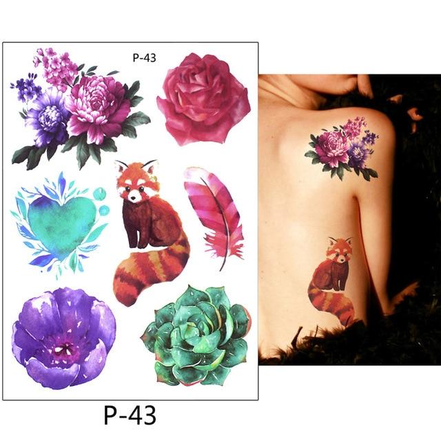 New Arrival 1 Sheet Temporary Tattoo Sticker KM-056 Flower Arm Body Art Waterproof Tattoo Beauty Fox Women Coquette Decal Design