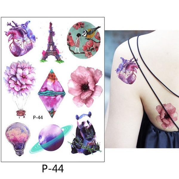 New Arrival 1 Sheet Temporary Tattoo Sticker KM-056 Flower Arm Body Art Waterproof Tattoo Beauty Fox Women Coquette Decal Design