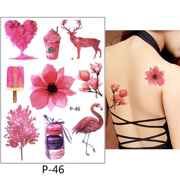 New Arrival 1 Sheet Temporary Tattoo Sticker KM-056 Flower Arm Body Art Waterproof Tattoo Beauty Fox Women Coquette Decal Design