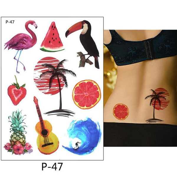 New Arrival 1 Sheet Temporary Tattoo Sticker KM-056 Flower Arm Body Art Waterproof Tattoo Beauty Fox Women Coquette Decal Design